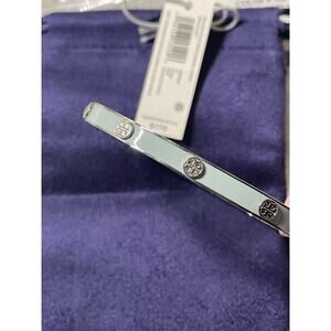 Tory Burch Miller Stud Enamel Hinge Bangle Bracelet Seltzer Size Medium